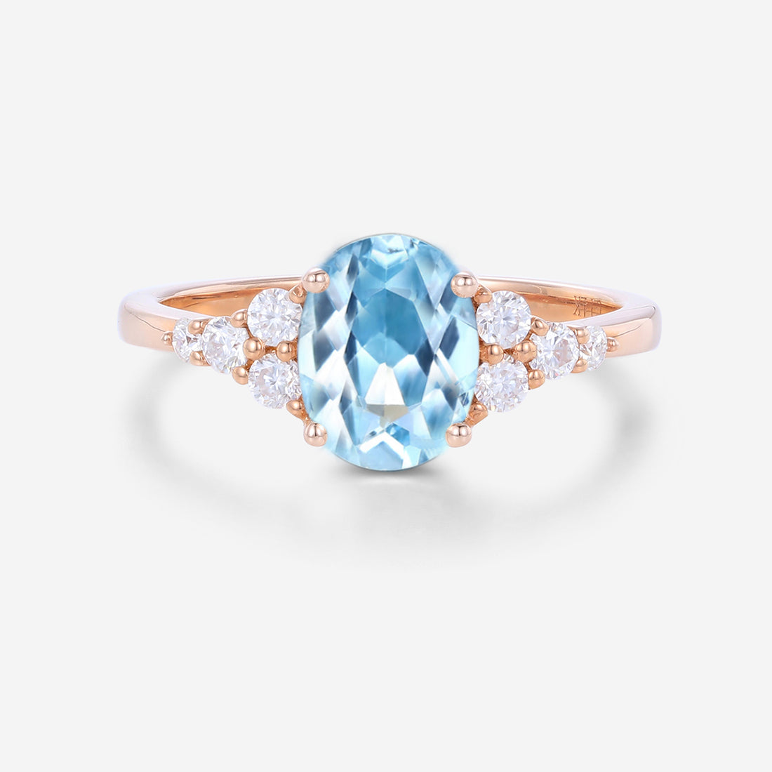 1.0Carat Oval cut Moonstone Cluster Engagement Ring