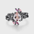 Inspired Pear cut Morganite Solid Gold Wedding Bridal Set