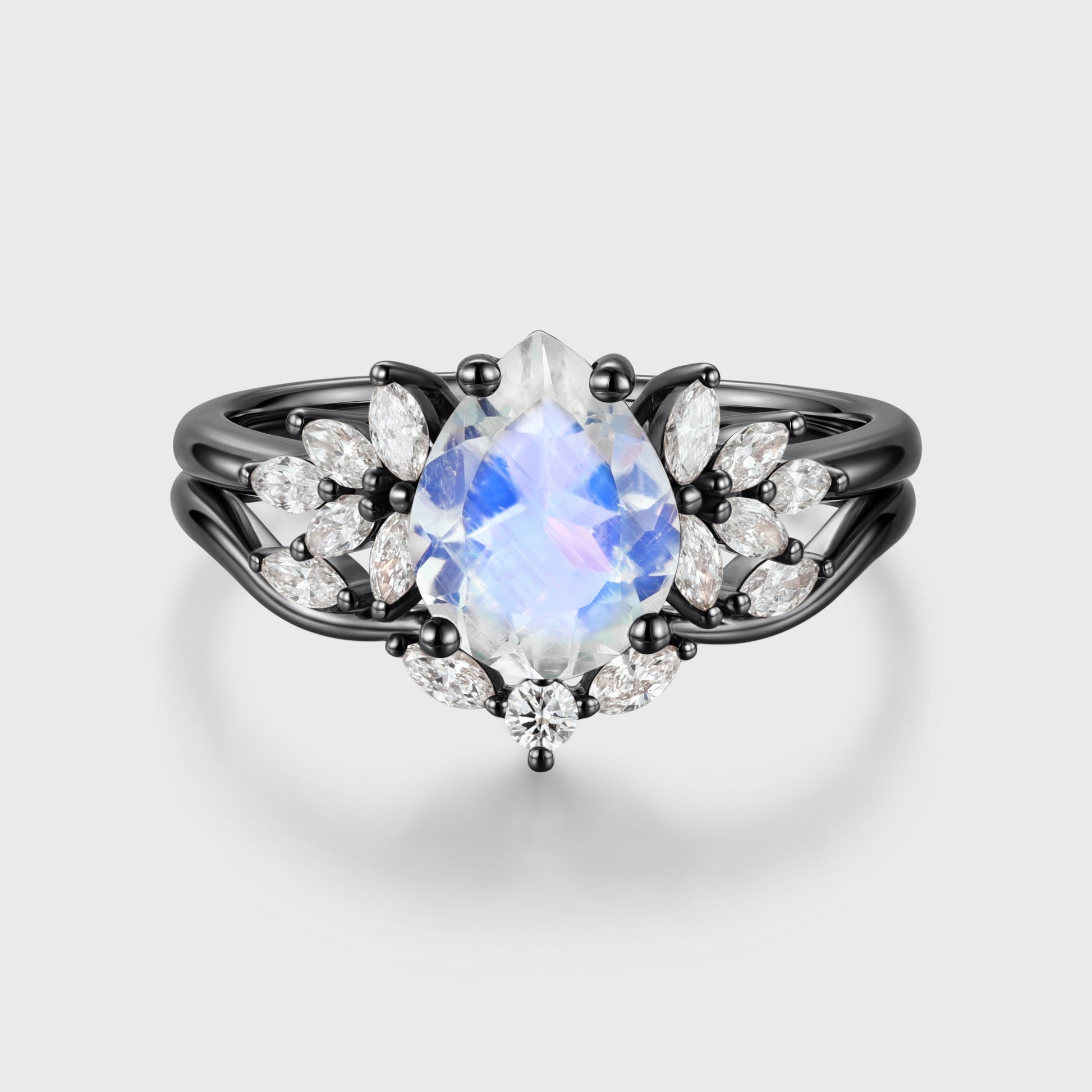 Pear cut Moonstone Wedding Bridal Set