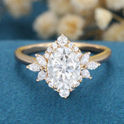 1.5Carat Oval cut Moissanite Halo Engagement Ring