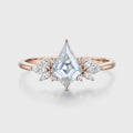 Kite cut Moissanite Cluster Engagement Ring