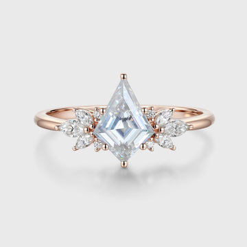 Kite cut Moissanite Cluster Engagement Ring