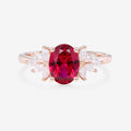 1.5Carat Oval cut Lab Ruby Cluster Engagement Ring