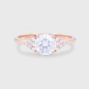 Round cut Moissanite  Cluster Engagement Ring
