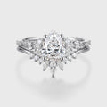 1.0CT~5.0CT Kite cut Lab grown Diamond Luxury Pave Leaf Engagement Ring set