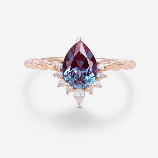 Pear cut Alexandrite | Diamond Engagement ring
