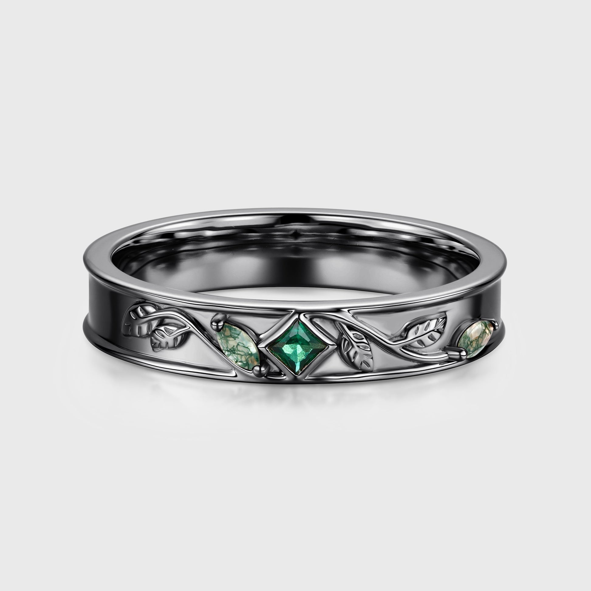 Nature Inspired Men's Diamonds Engagement Band | Solid gold Men Ring