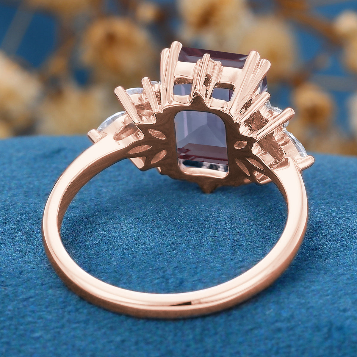 Emerald Cut Alexandrite Engagement Ring 