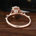 Nature Inspired Oval cut Moissanite Leaf Gold Engagement Ring