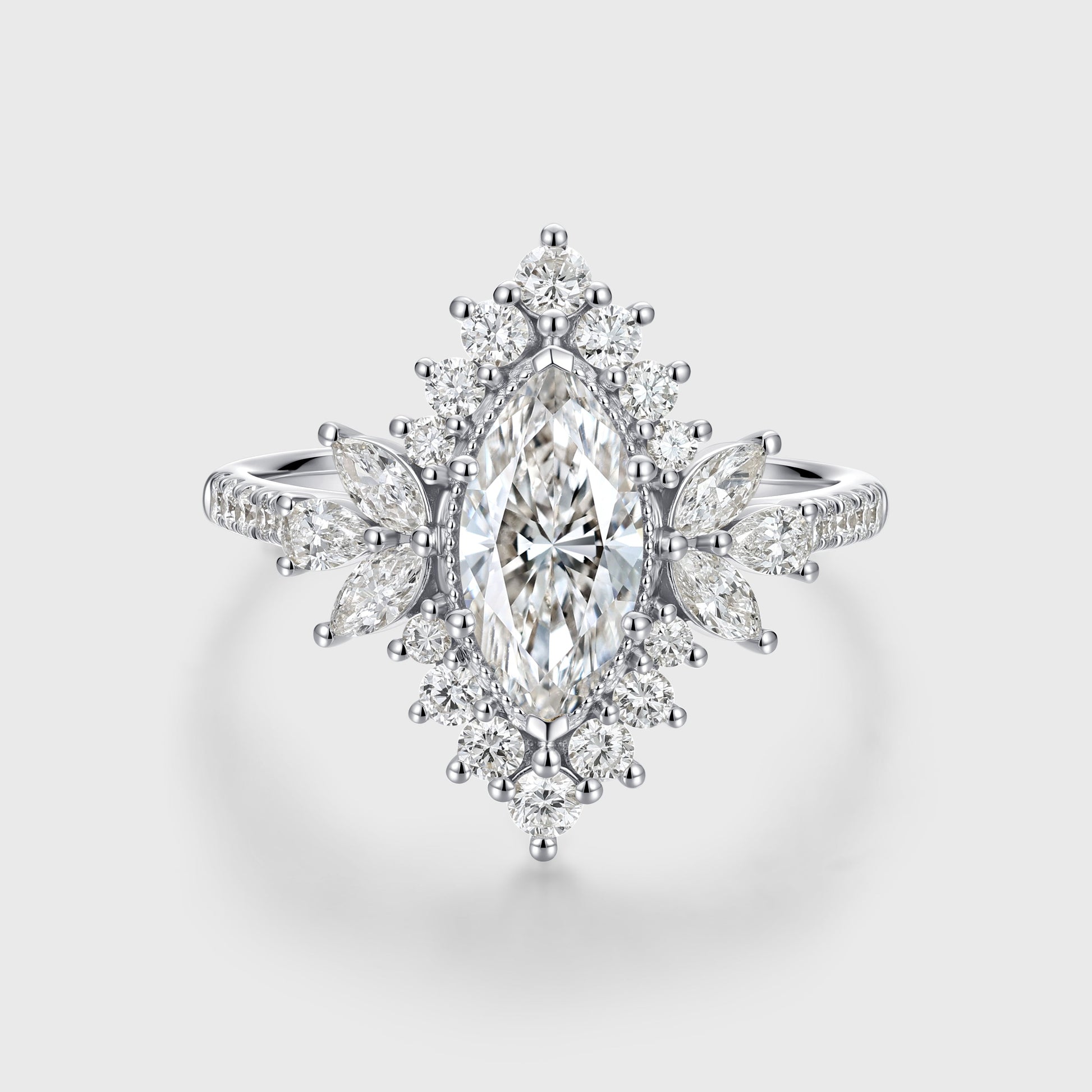 1.0CT~5.0CT Marquise cut Lab grown Diamond Halo Engagement Ring