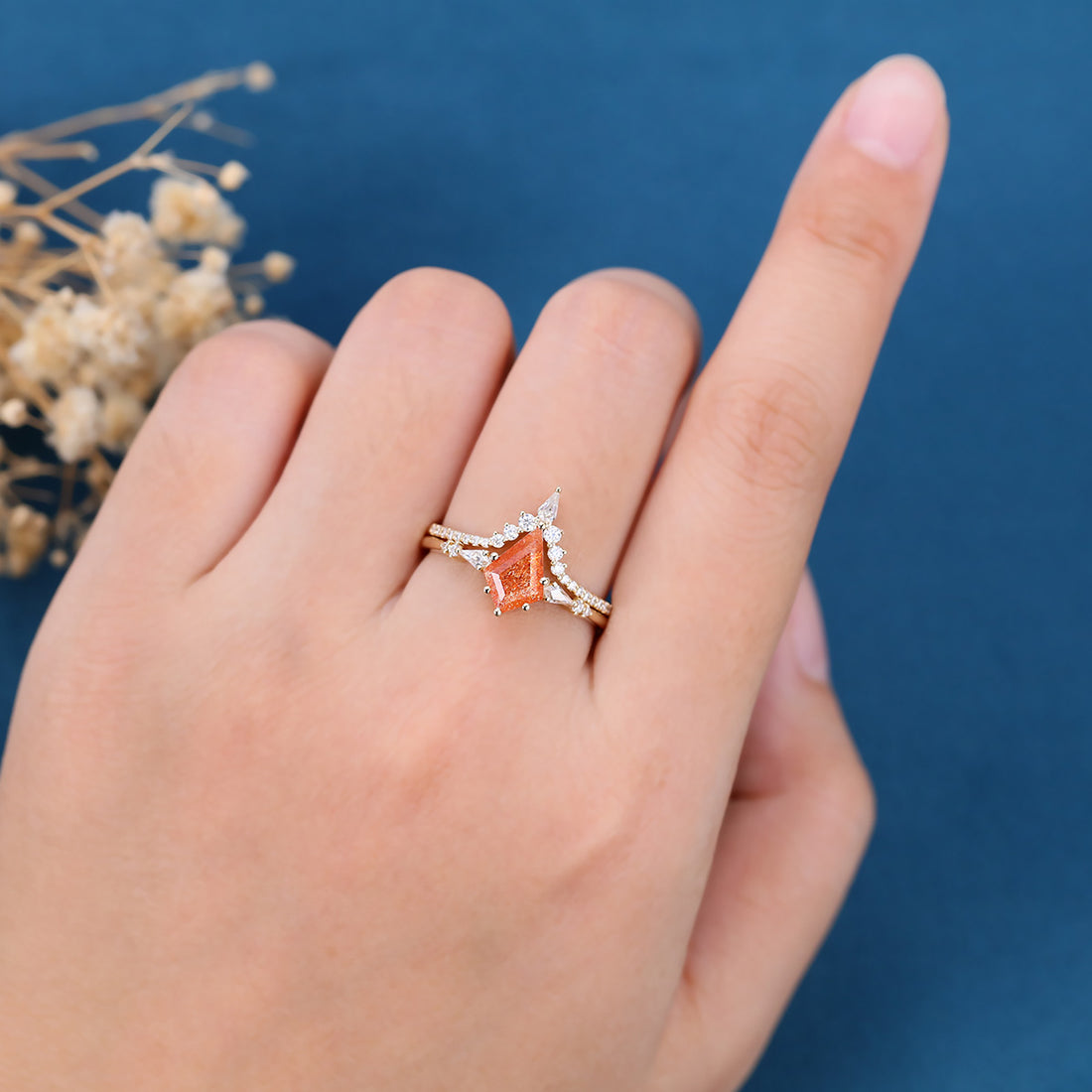 Kite Cut Sunstone Wedding Bridal Set