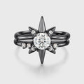 Round Cut Moissanite North star Engagement Ring set