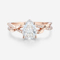 Nature Inspired Pear cut Moissanite Leaf Gold Engagement Ring