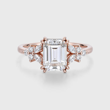 Emerald cut Moissanite Engagement ring