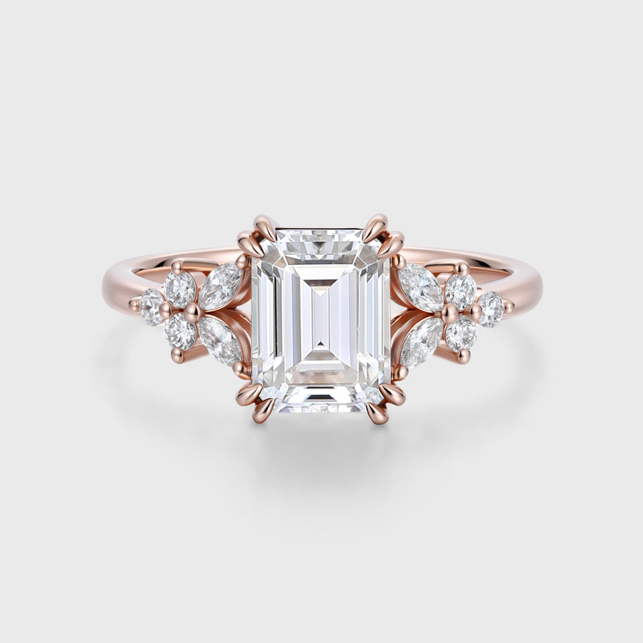 Emerald cut Moissanite Engagement ring