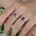 Forever Glow Lab Sapphire Couple Rings | Rose Gold Leaf Wedding Bridal Set