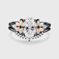 Oval cut Lab-Grown Diamond Engagement ring Rose gold Cluster Opal Curved Diamond Wedding Bridal Set