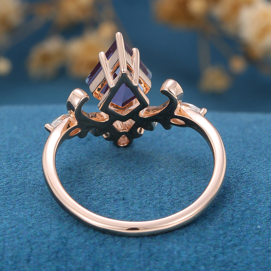 Kite Cut Alexandrite Engagement Ring 