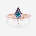 Kite Cut Lab Alexandrite | Diamond  Engagement Ring