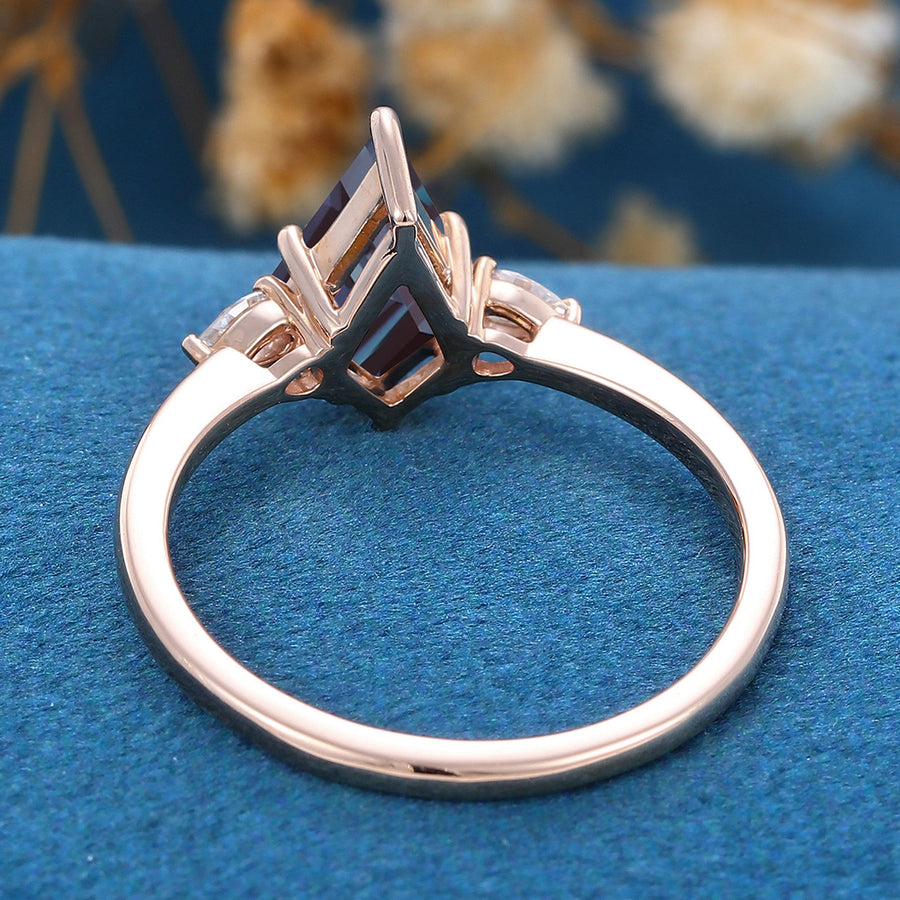 Kite Cut Alexandrite Engagement Ring 