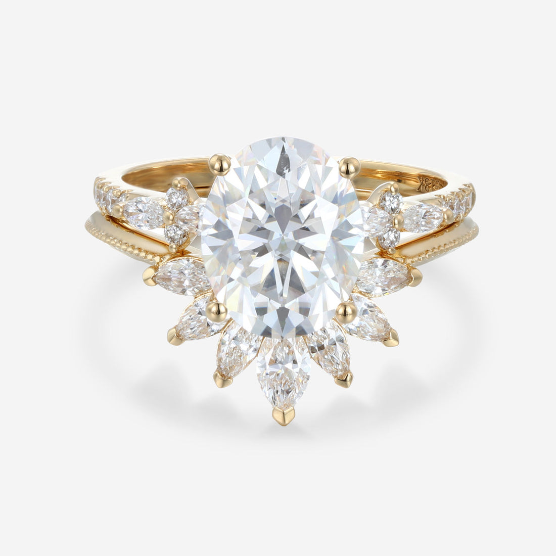3.0Carat Oval cut Moissanite Engagement ring Bridal Set