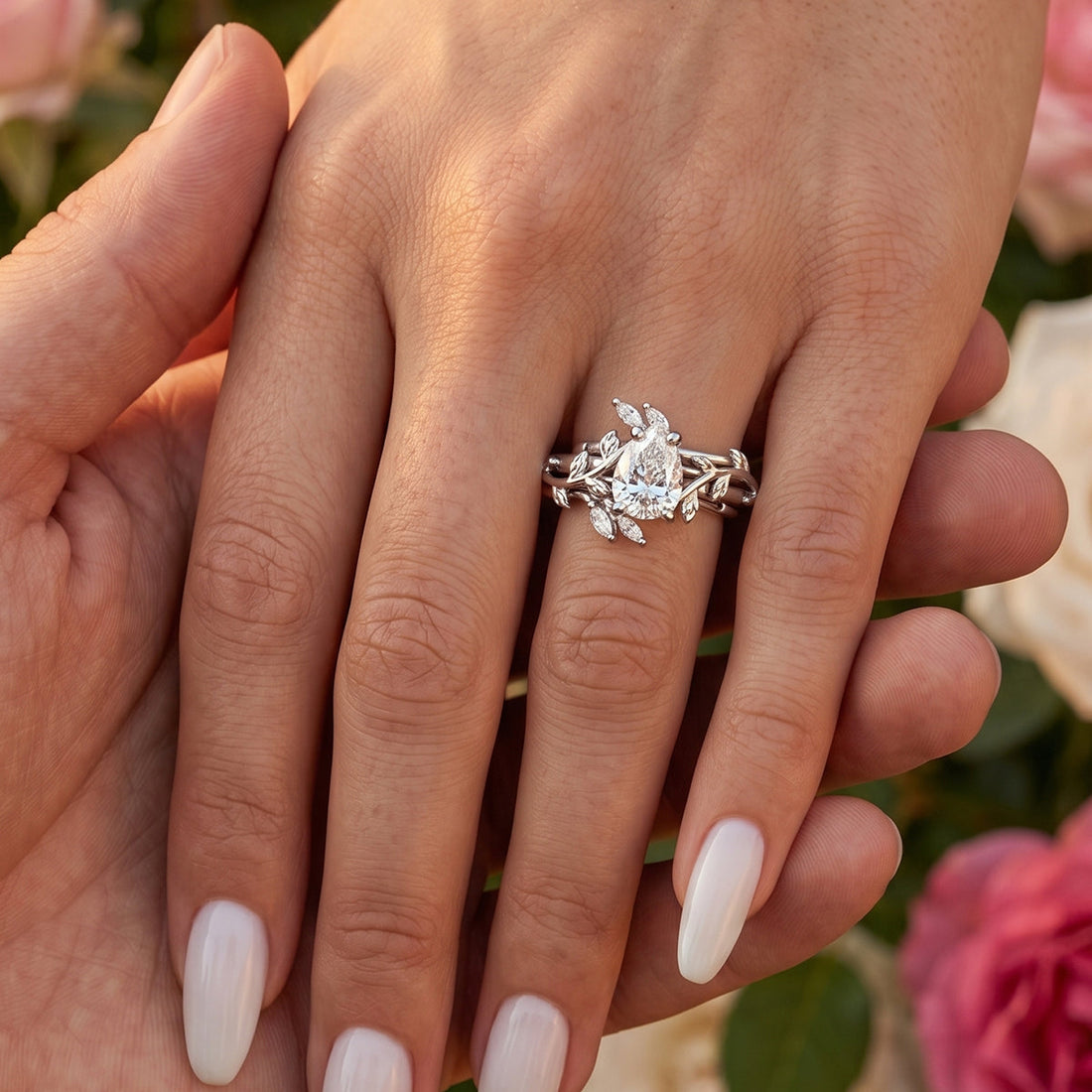 Nature Inspired  Pear cut 1.0CT~5.0CT  IGI Lab-grown Diamond Engagement Ring set