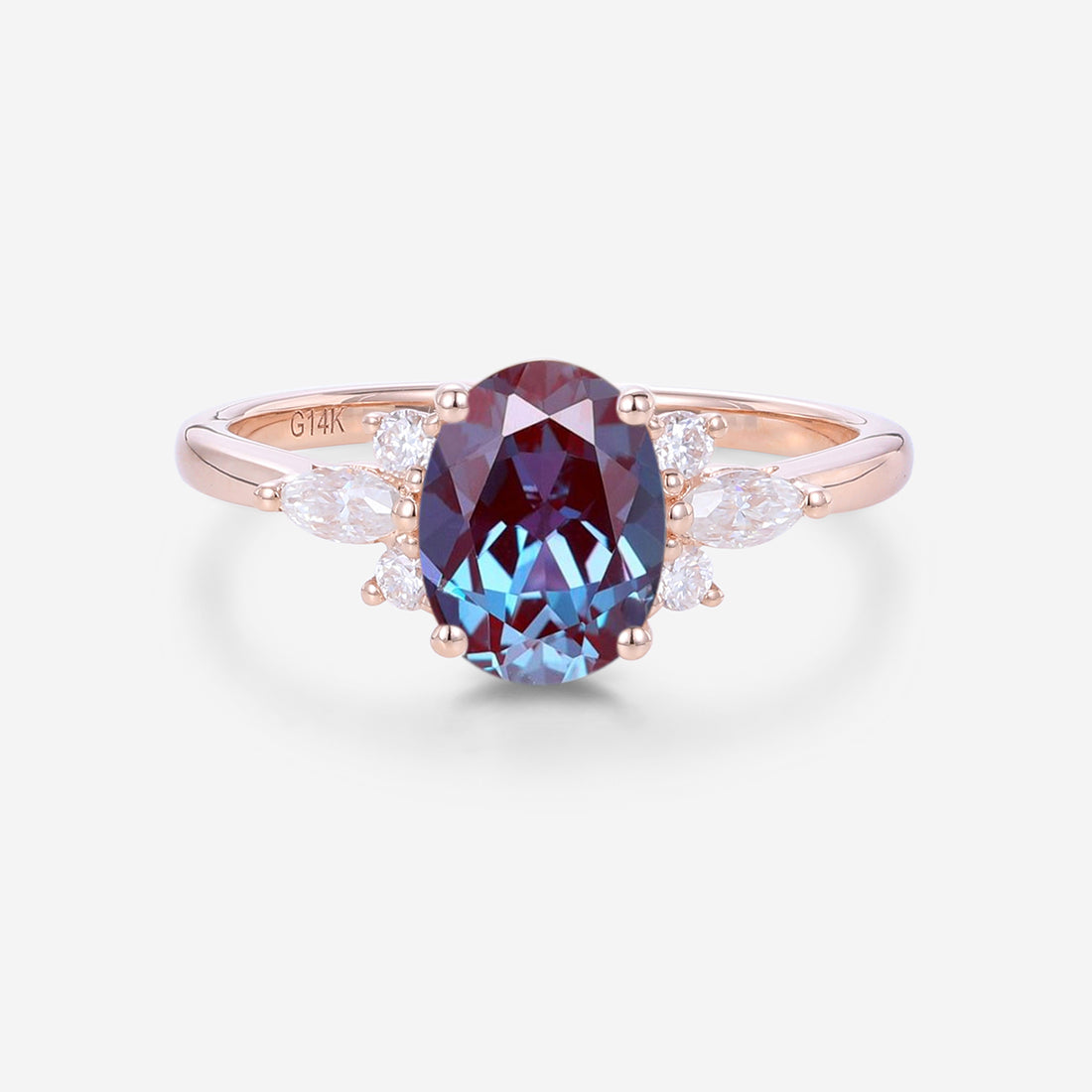 1.5Carat Oval cut Lab Alexandrite | Diamond Engagement ring