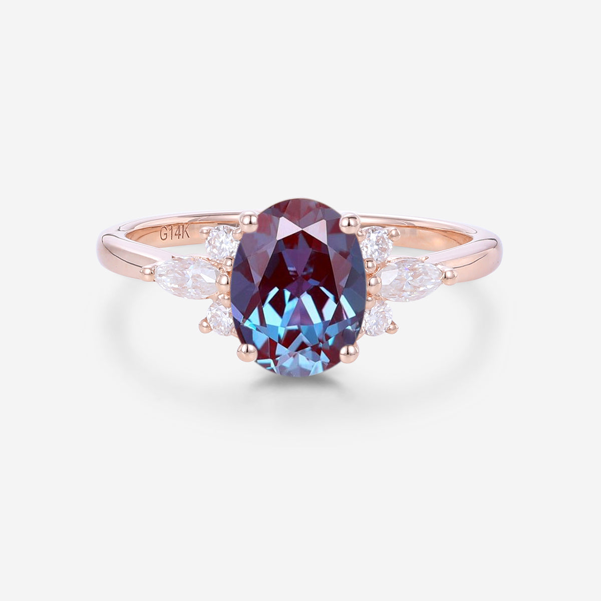 1.5Carat Oval cut Lab Alexandrite | Diamond Engagement ring