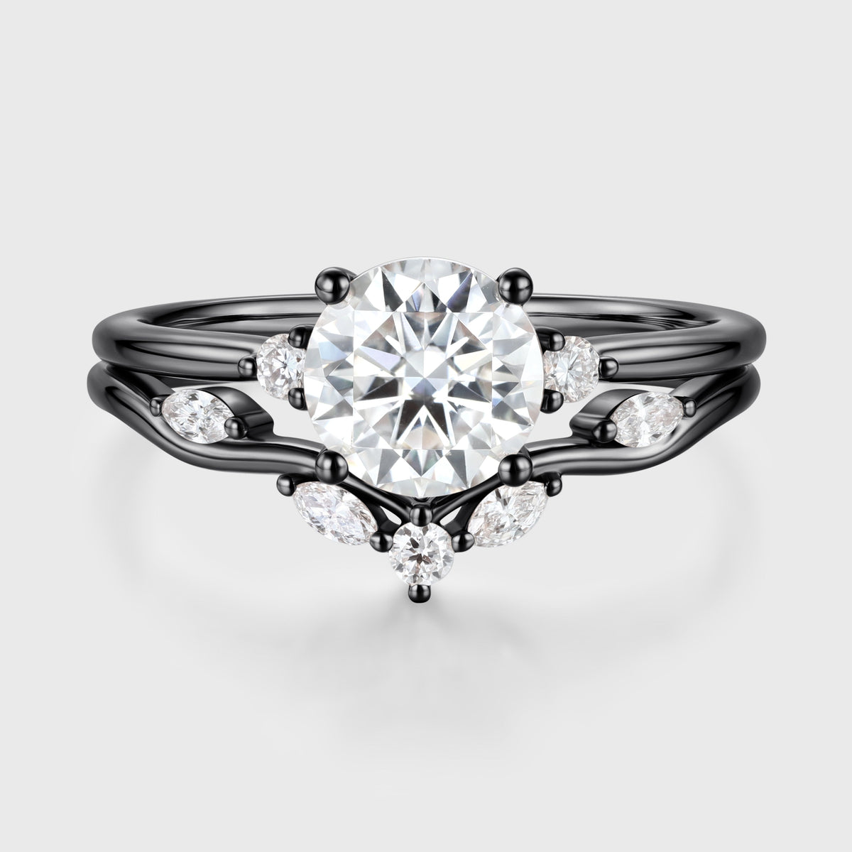 Round Cut Moissanite Wedding Bridal Set