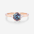 Hexagon cut Alexandrite | Diamond Engagement ring