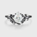 Nature Inspired Pear cut Moissanite Engagement Ring