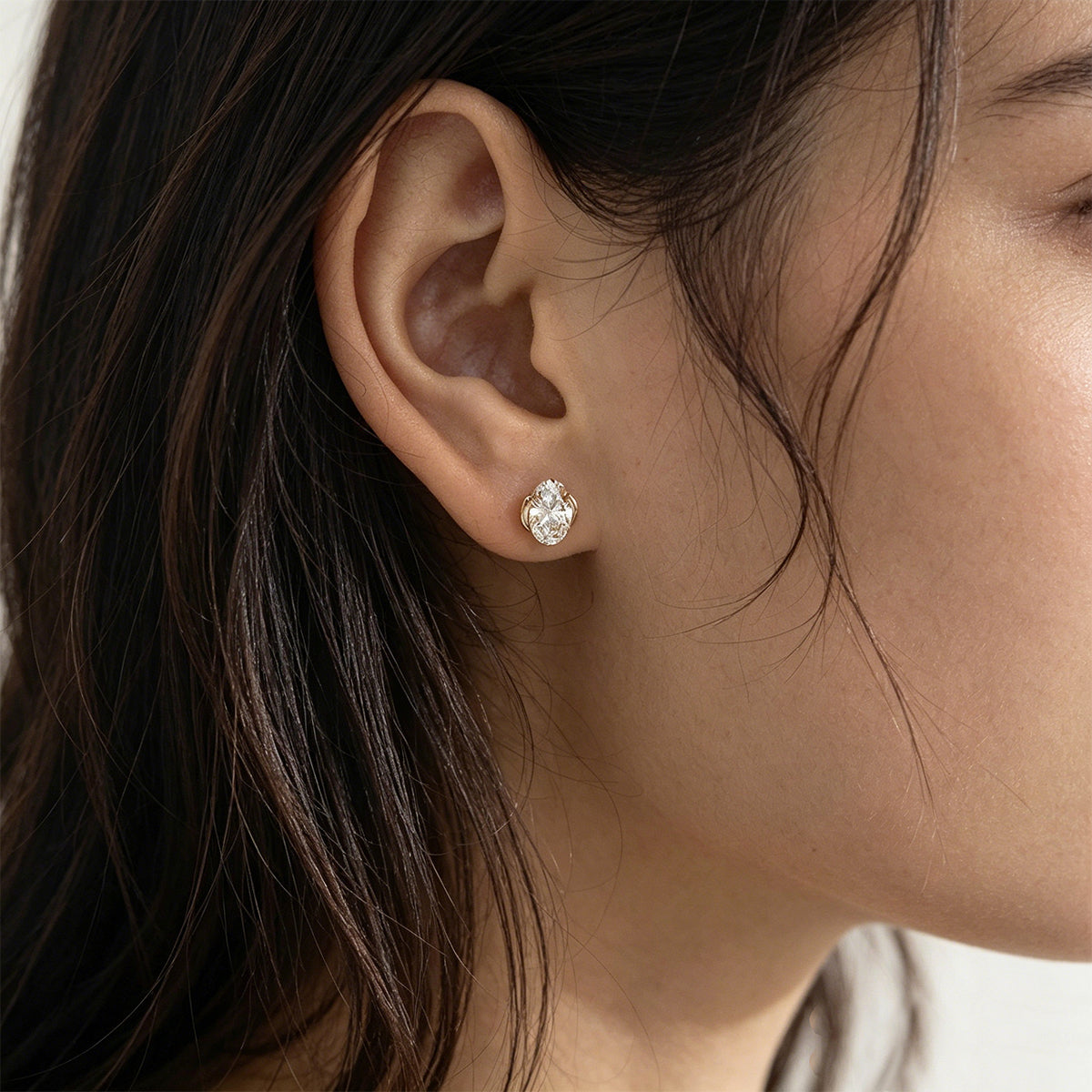 Oval Lab grown Diamonds Hoop Earrings Set