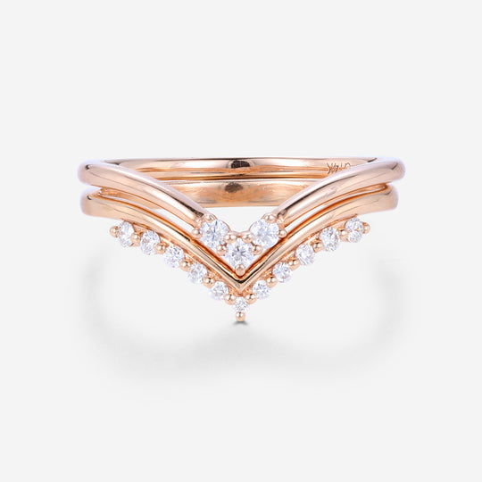 Double Diamond Curve Wedding Band Matching Engagement ring