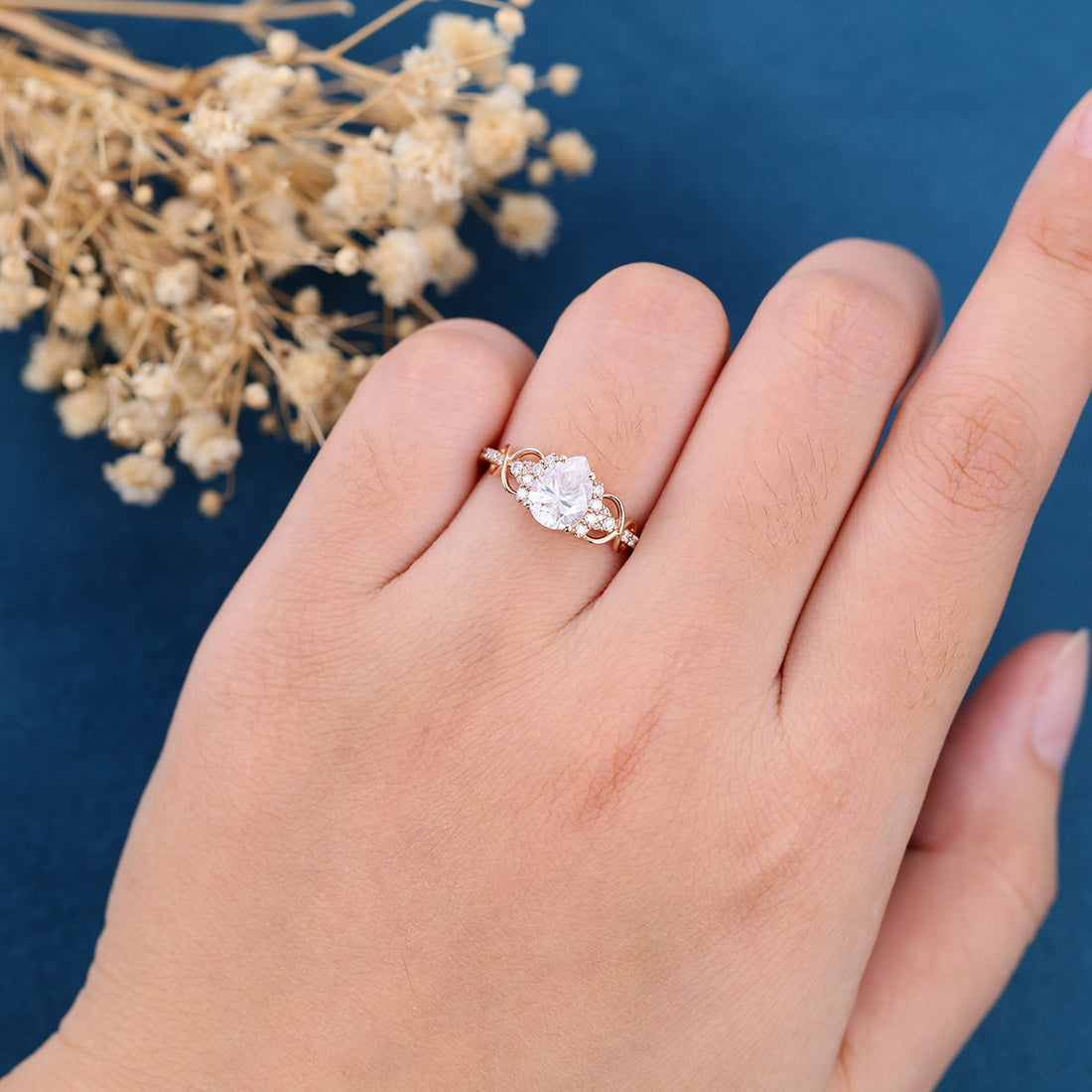 Pear Cut Moissanite Engagement ring Bridal