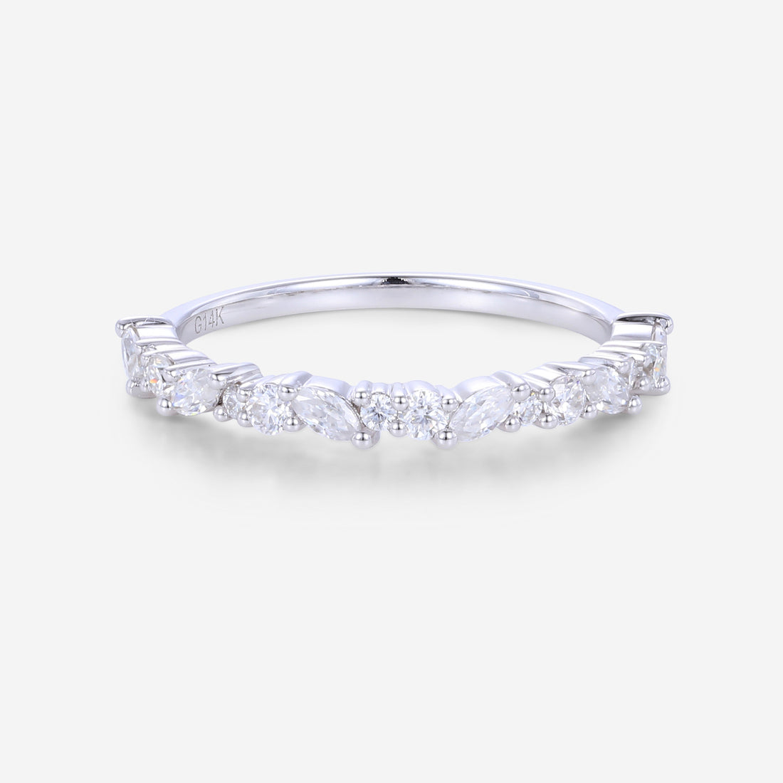 Moissanite | Diamond Half Eternity Wedding Band