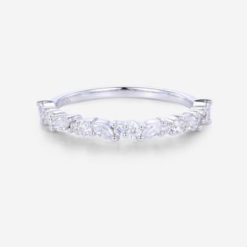 Moissanite | Diamond Half Eternity Wedding Band