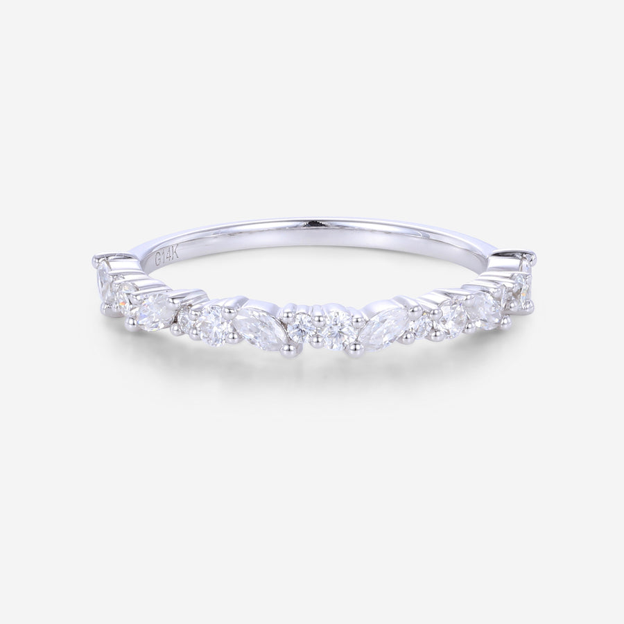 Moissanite | Diamond Half Eternity Wedding Band