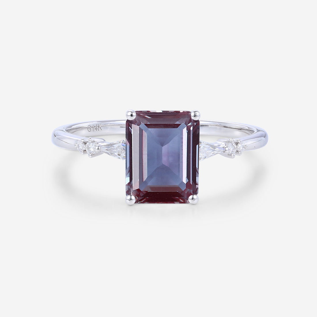 Emerald Cut Alexandrite Engagement Ring