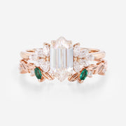 1.0Carat Hexagon Moissanite Matching Diamonds | Lab Grown Emerald Rose Gold Wedding Bridal Set