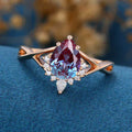 Pear cut Alexandrite | Diamond Engagement ring 