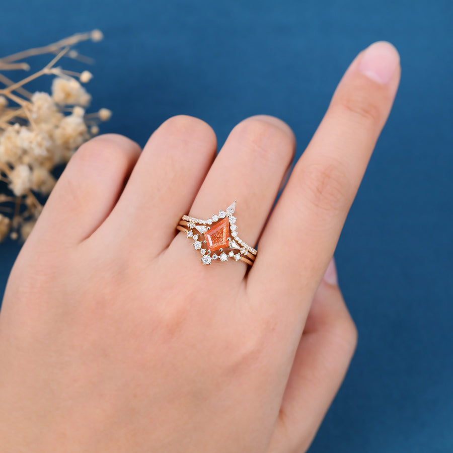 Kite Cut Sunstone Wedding Bridal Set