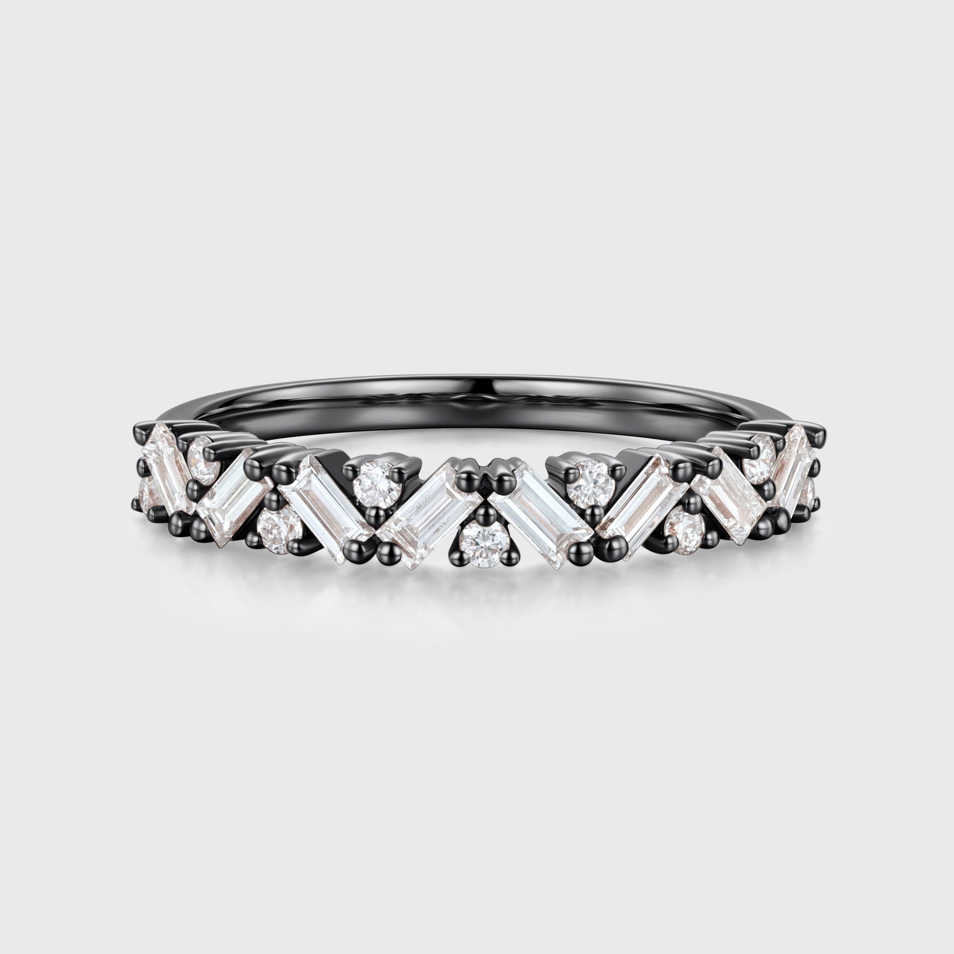 Half Eternity Baguette cut Moissanite | Diamonds Stacking Wedding Band