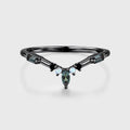 Lab Alexandrite+Moonstone Curved Wedding Band Matching Engagement ring