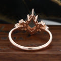 Nature Inspired Kite cut Moss Agate Leaf Gold Engagement Ring