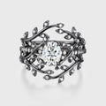 Nature Inspired Oval cut Moissanite Leaf Gold ring set
