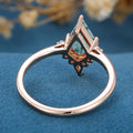 Kite Cut Natural Green Moss Agate Cluster Engagement Ring 