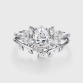 1.0CT~5.0CT Pear cut Lab Grown Diamond Cluster Engagement Ring Set