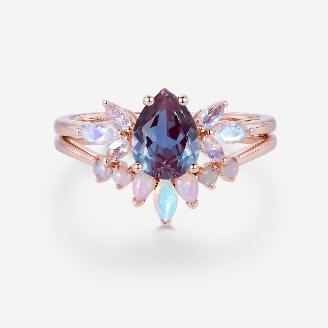 Pear Cut Lab Alexandrite Ring set