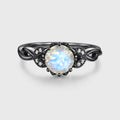 1.5 Carat Round cut Moonstone Flower Engagement Ring
