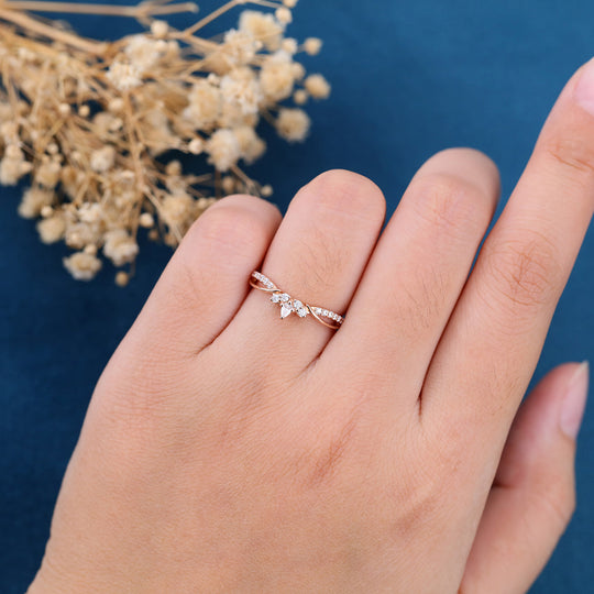 Diamond |Moissanite Curved Wedding Band Ring Matching Engagement ring